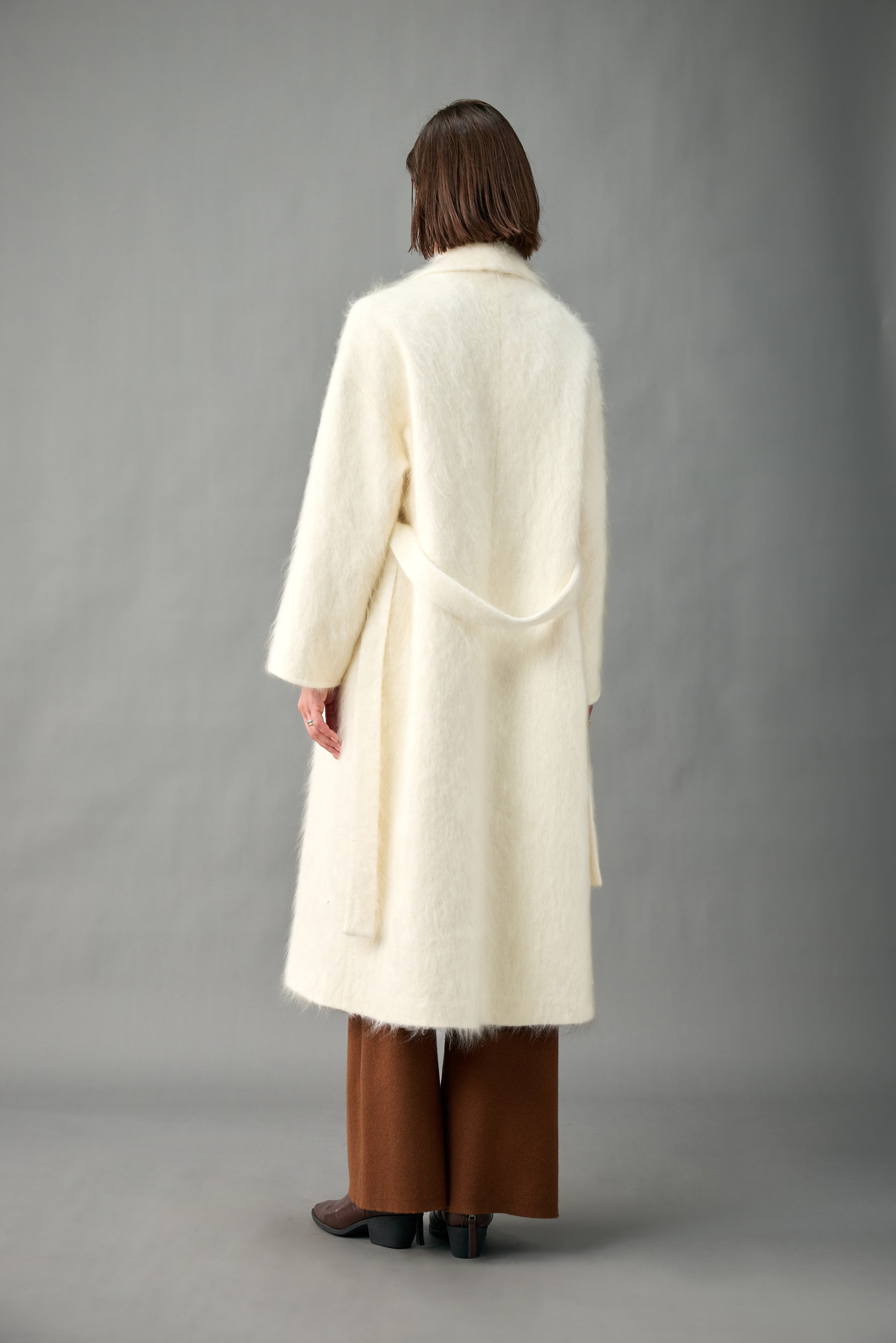 Brushed Belted Cashmere Wrap Coat