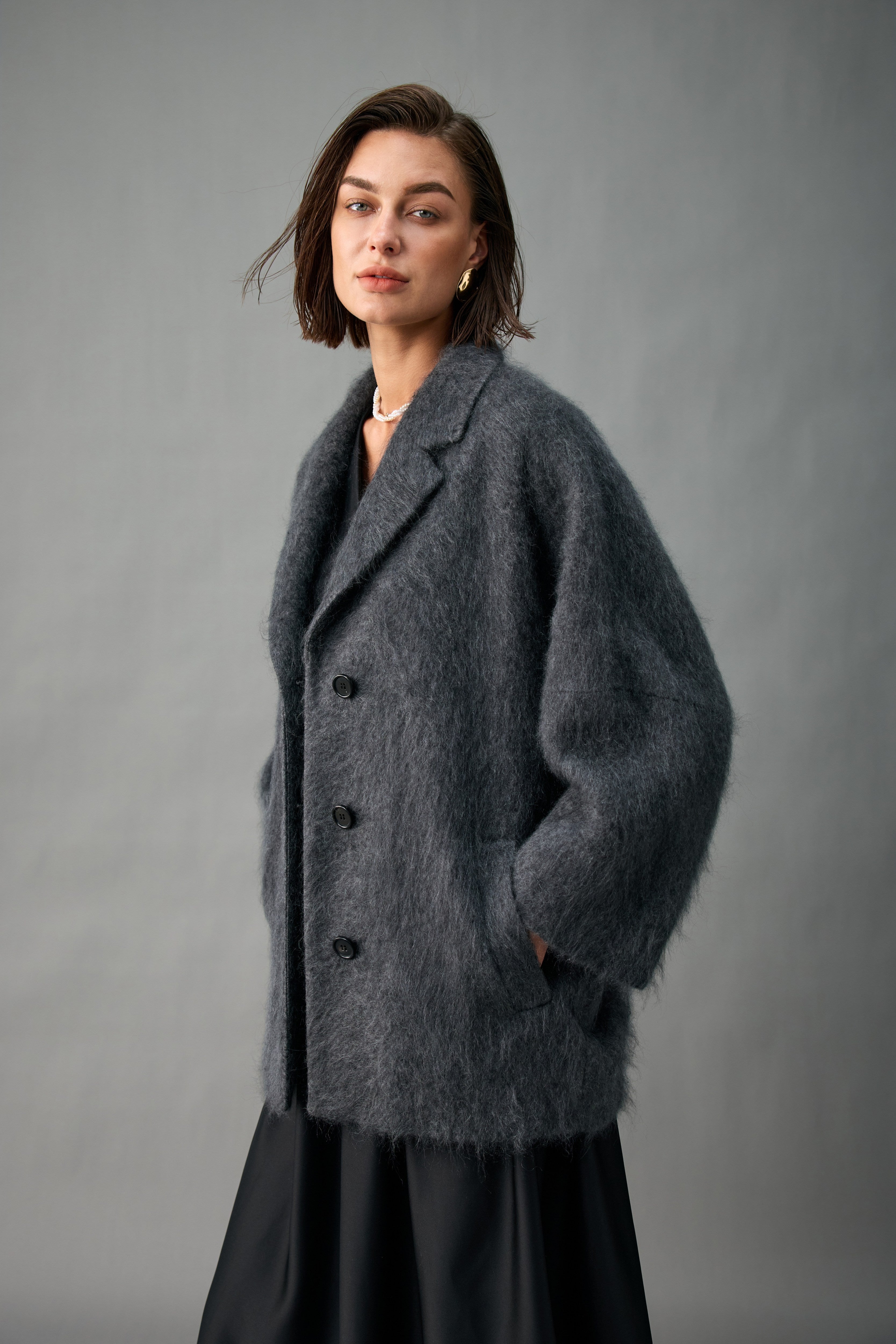 Relaxed Brushed Cashmere Coat