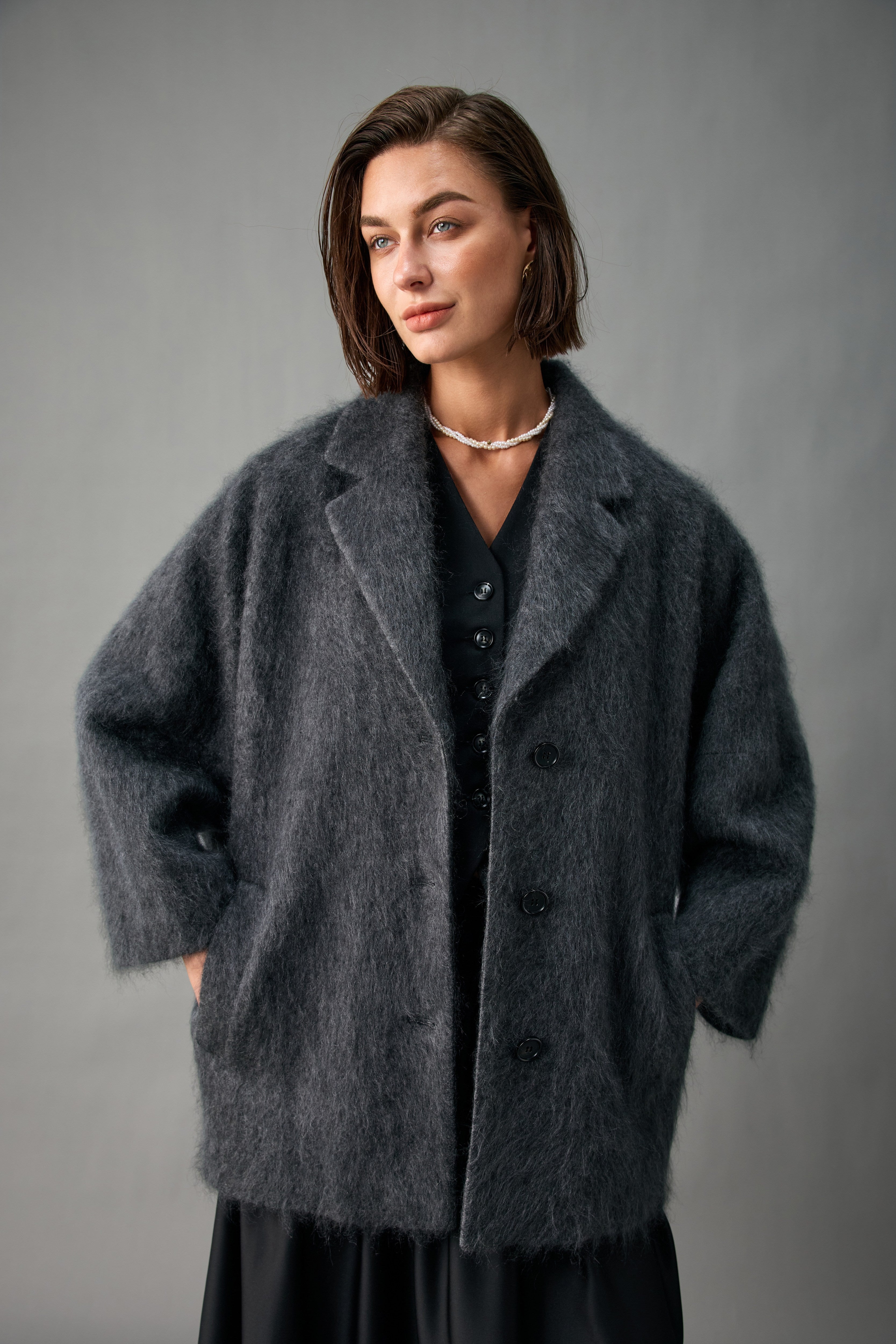 Relaxed Brushed Cashmere Coat