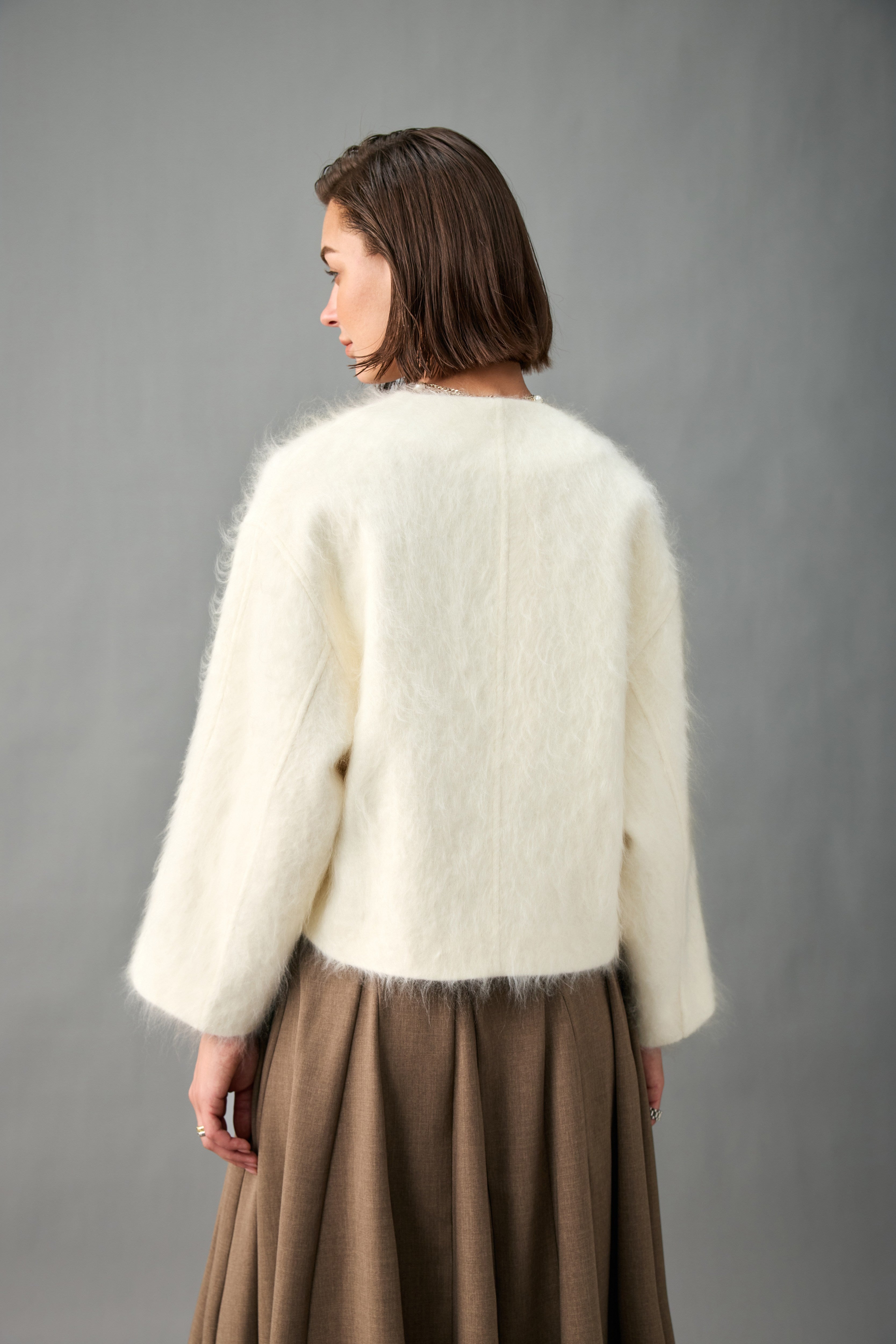 Asymmetric Brushed Cashmere Jacket