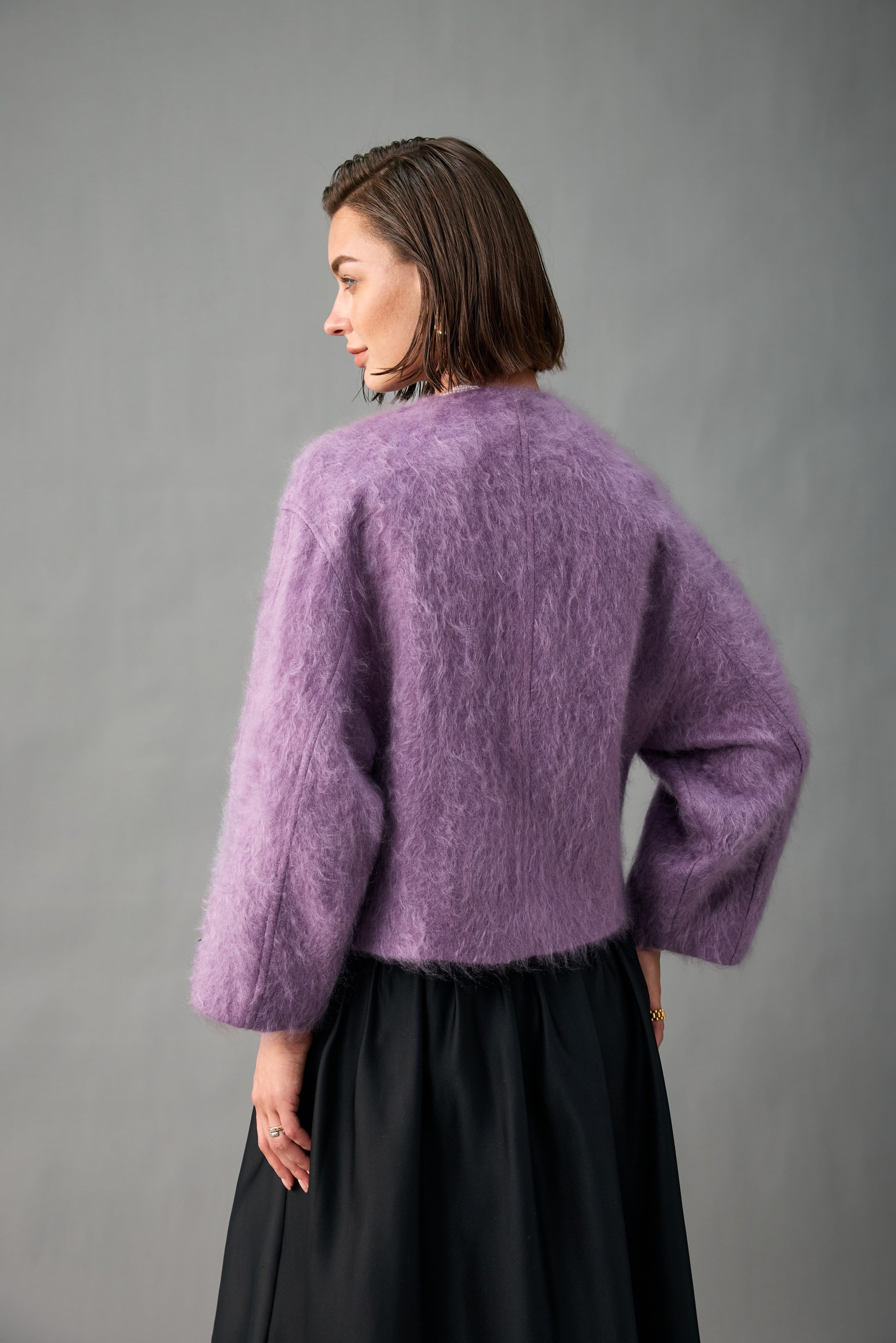 Asymmetric Brushed Cashmere Jacket