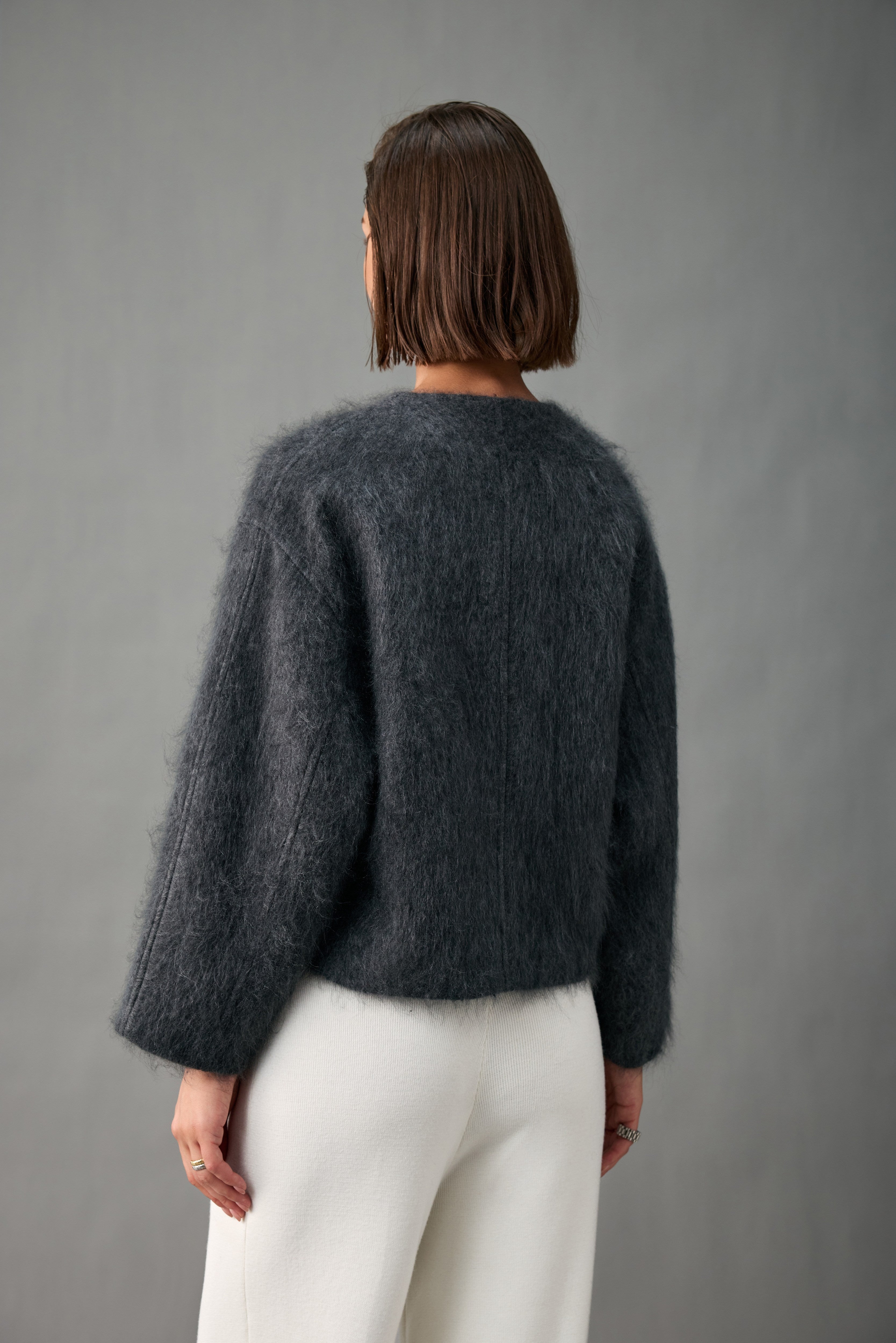Asymmetric Brushed Cashmere Jacket
