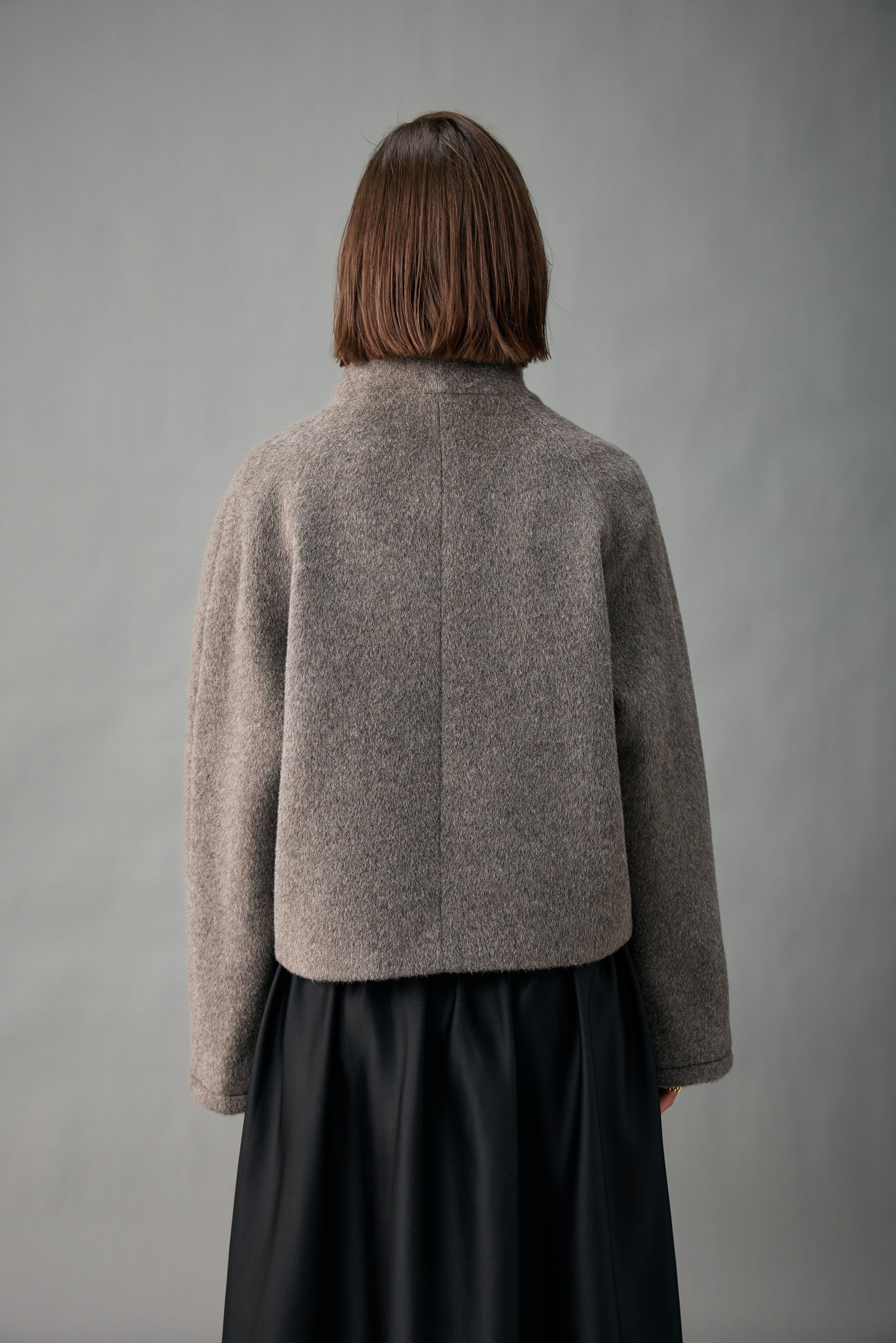 Single-Button Alpaca Blend Cropped Coat