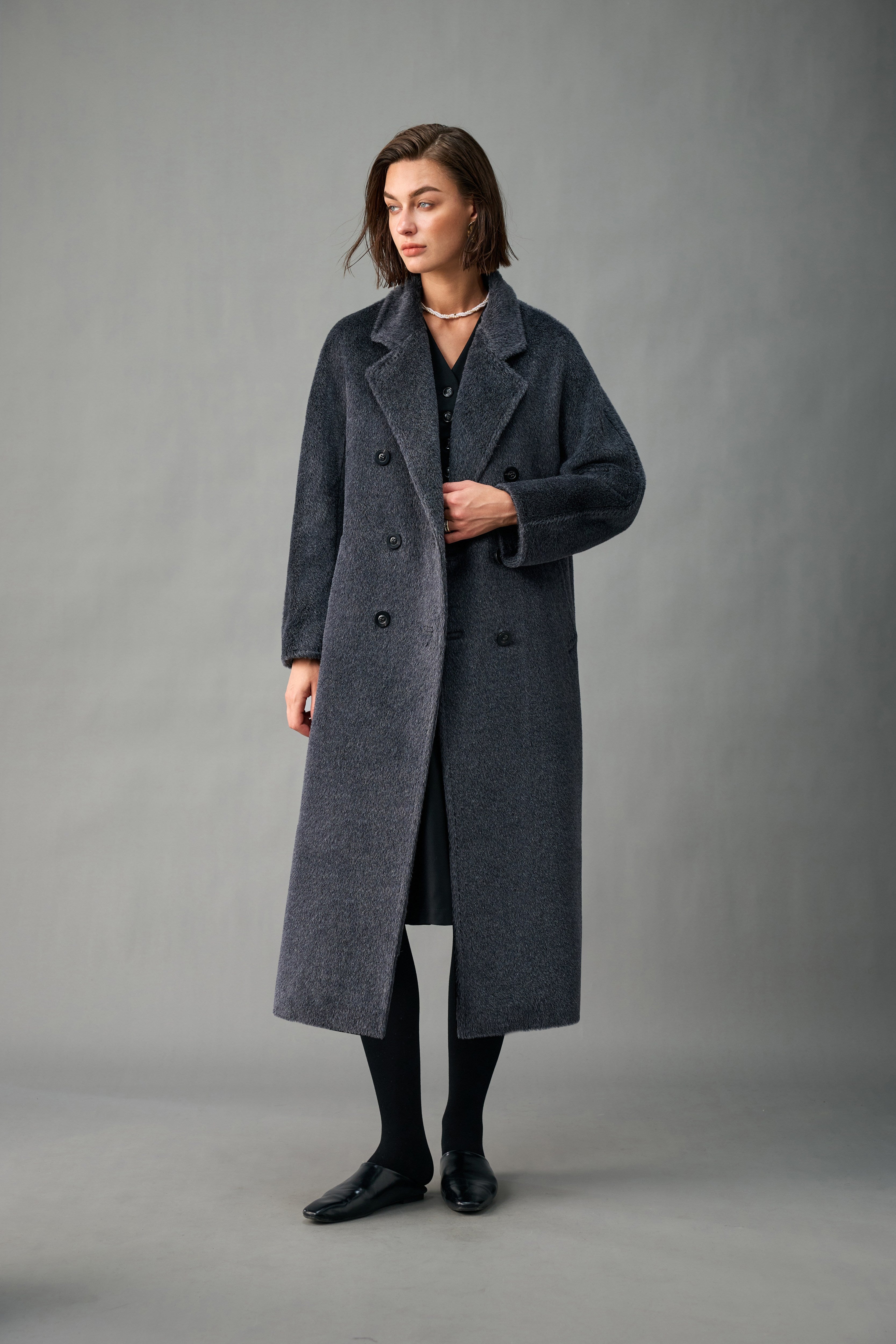Belted Double-Breasted Alpaca Blend Long Coat