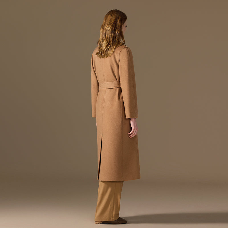 100% Cashmere Belted Long Coat