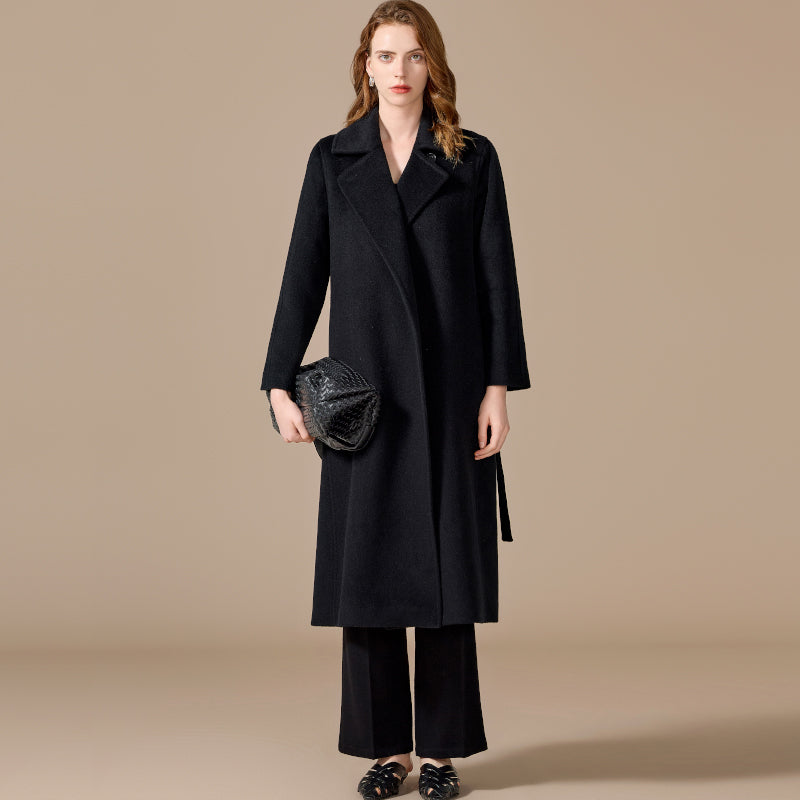 100% Cashmere Belted Long Coat