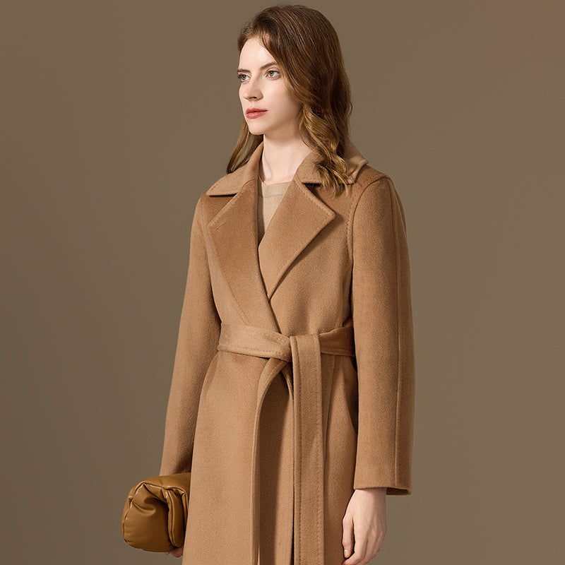 100% Cashmere Belted Long Coat