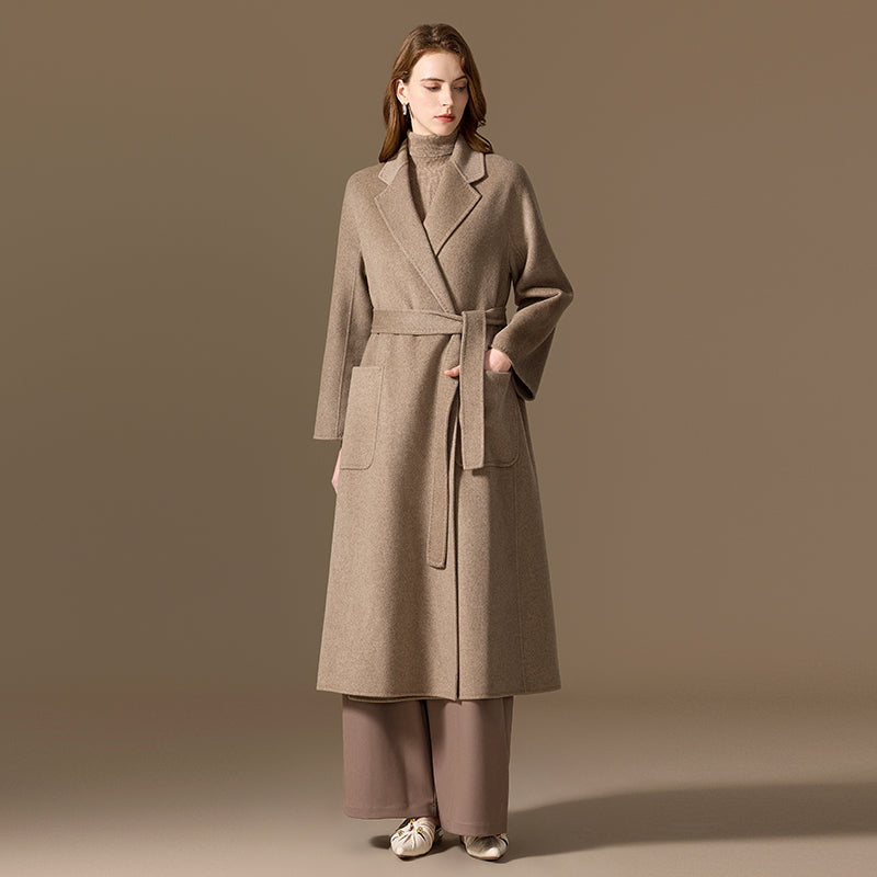 100% Cashmere Unlined Belted A-Line Coat