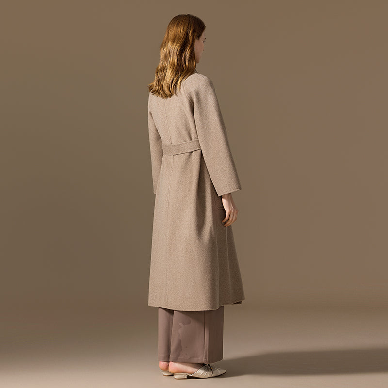 100% Cashmere Unlined Belted A-Line Coat