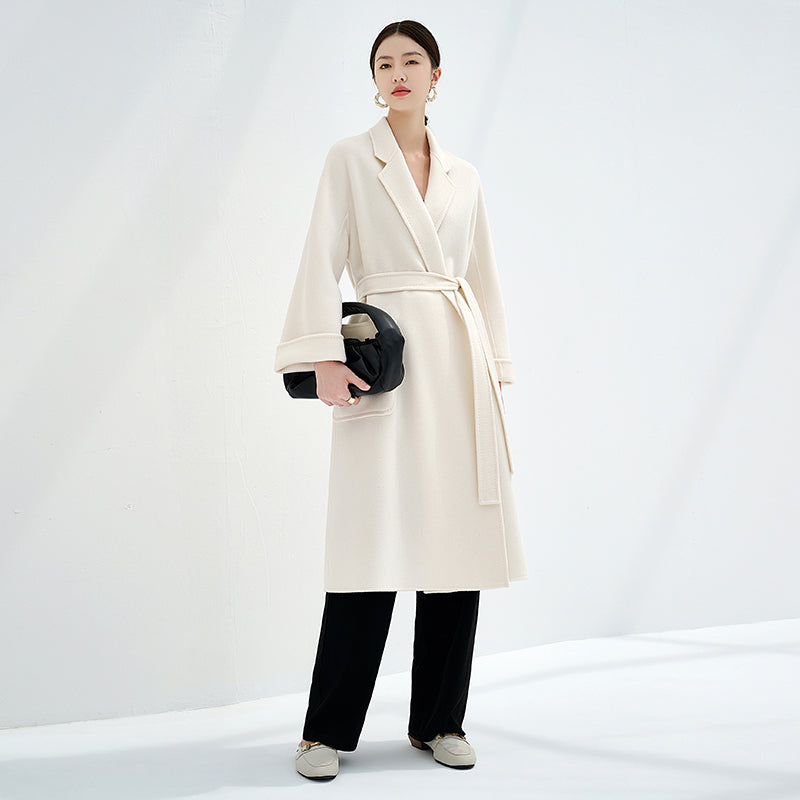 100% Cashmere Unlined Belted A-Line Coat