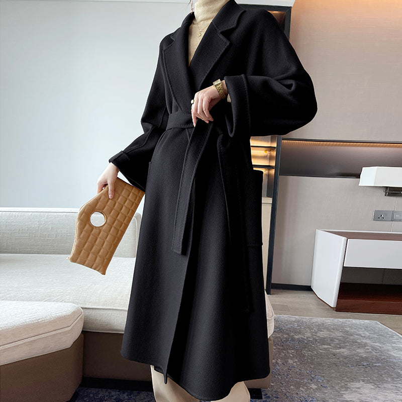 100% Cashmere Unlined Belted A-Line Coat