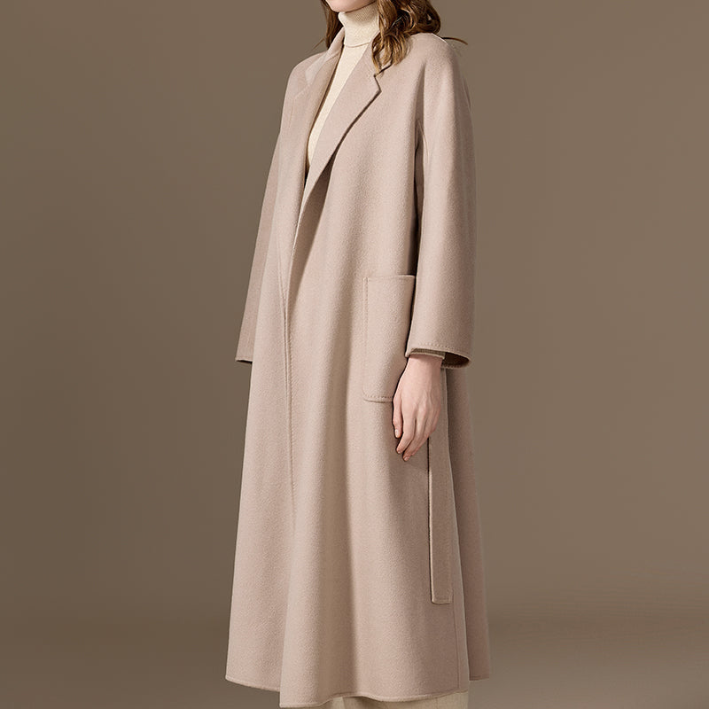 100% Cashmere Unlined Belted A-Line Coat