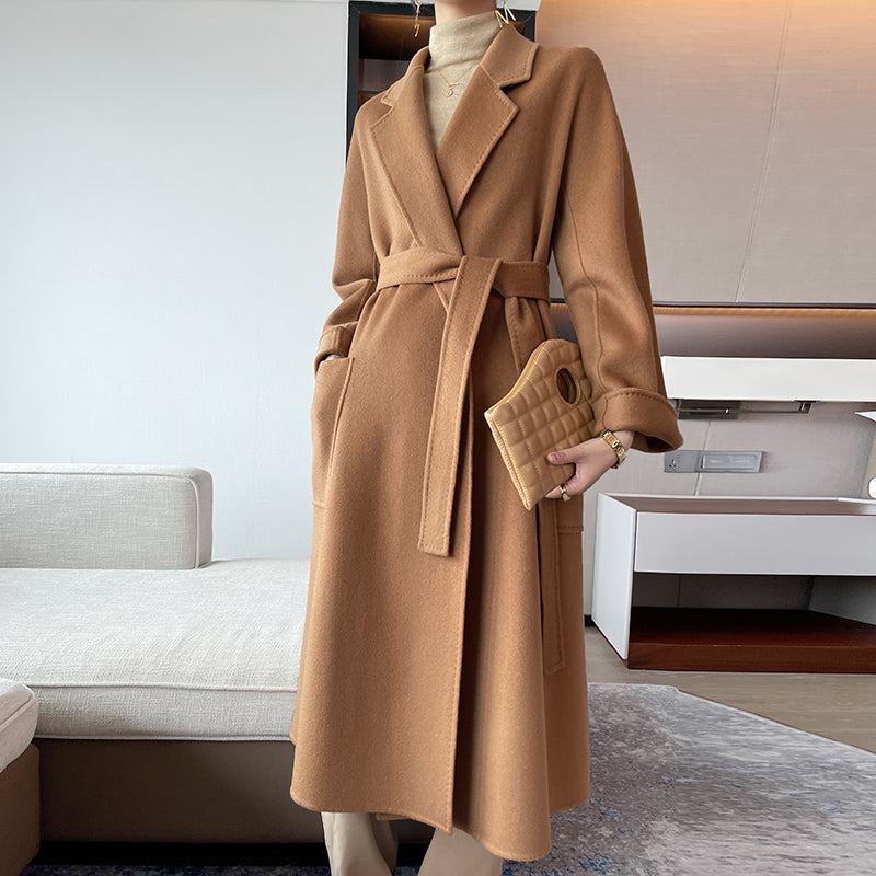 100% Cashmere Unlined Belted A-Line Coat