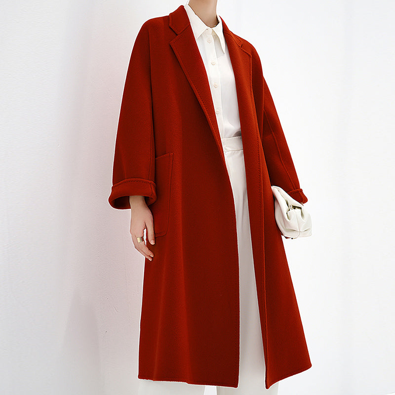 100% Cashmere Unlined Belted A-Line Coat
