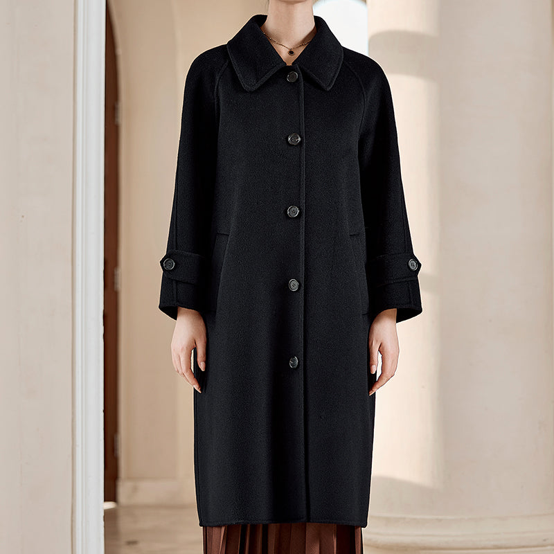 100% Cashmere Single-Breasted Mid-Length Coat