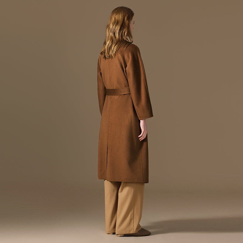 100% Cashmere Double-Faced Belted Wrap Coat