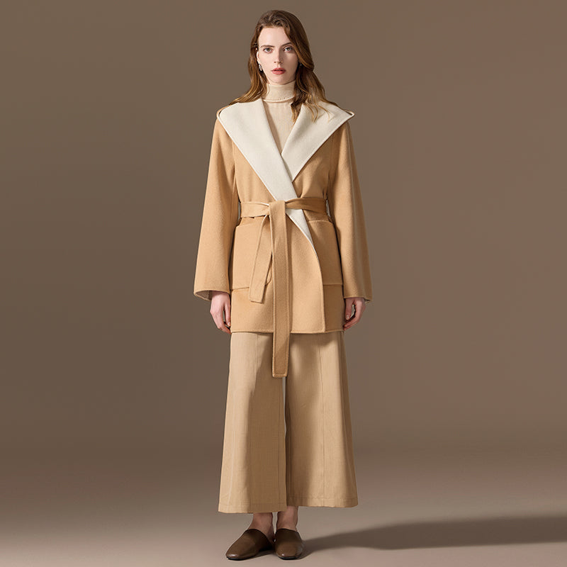 100% Cashmere Hand-Sewn Reversible Hooded Coat