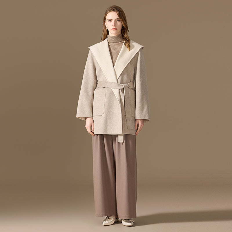 100% Cashmere Hand-Sewn Reversible Hooded Coat