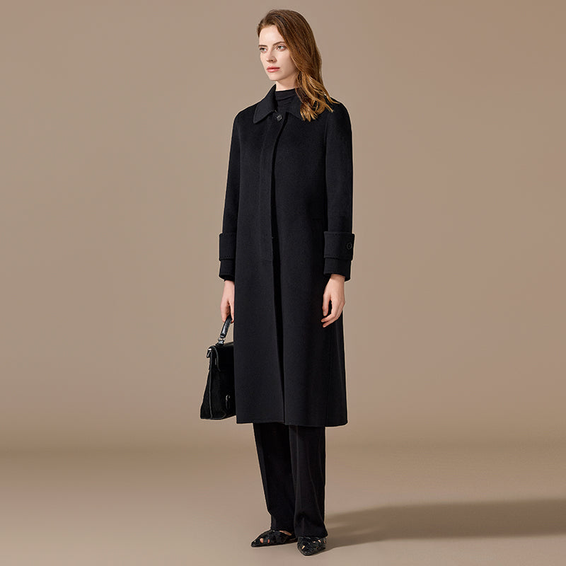 Women’s 100% Cashmere Handmade Single-Button Long Coat