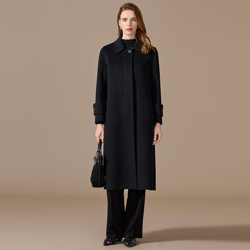Women’s 100% Cashmere Handmade Single-Button Long Coat