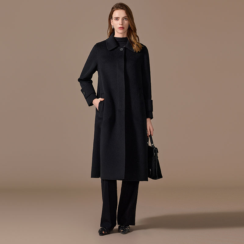 Women’s 100% Cashmere Handmade Single-Button Long Coat