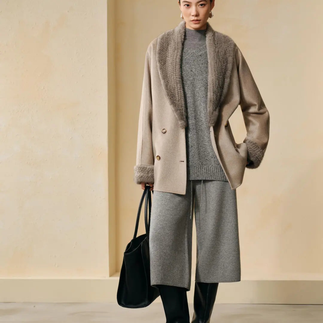 100% Cashmere Mink-Collar Relaxed Jacket