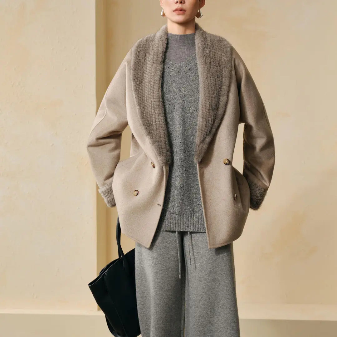 100% Cashmere Mink-Collar Relaxed Jacket