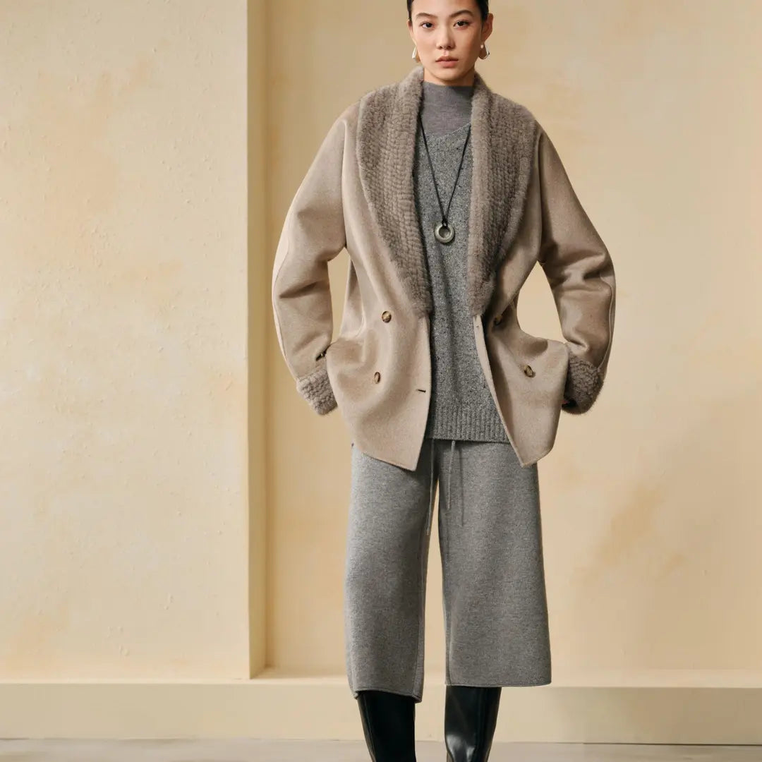 100% Cashmere Mink-Collar Relaxed Jacket