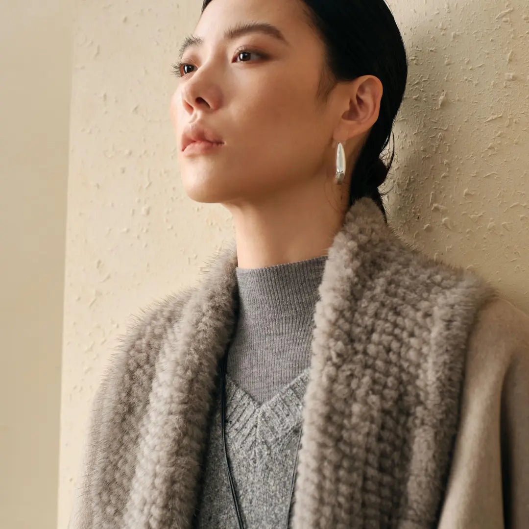 100% Cashmere Mink-Collar Relaxed Jacket